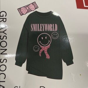 Women’s sleep dress/sweatshirt spa headband gift set Green and Pink nwt large